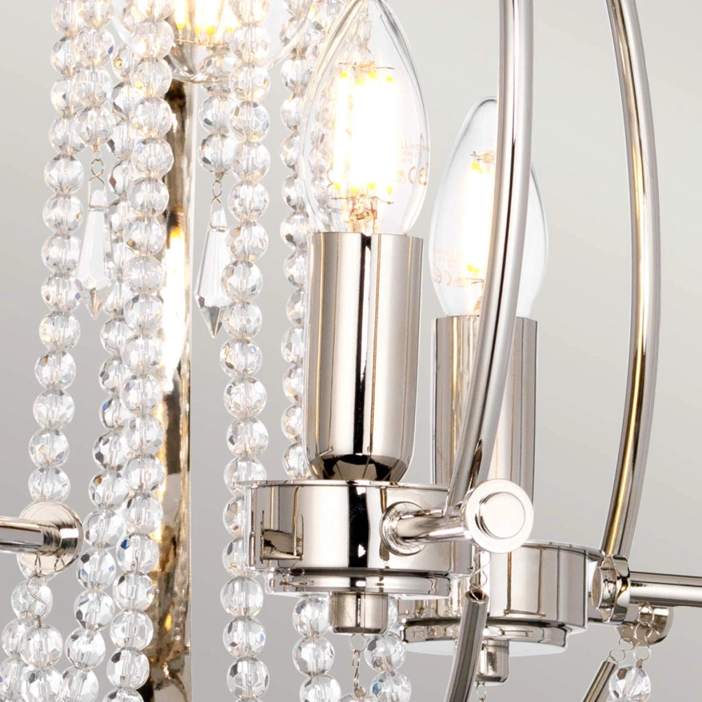 Lampadario a sfera Cassie Elstead Ø46 nichel 3xE14
