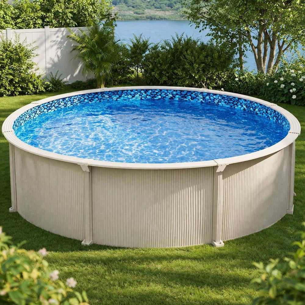 Round Pool Liner, Φ 640x120 Cm, Inner Liner, Replacement Liner, Pool Liner, Unibead Style Vinyl Liner With Standard Thickness, For Above-ground Pools With A 132 Cm Wall Height