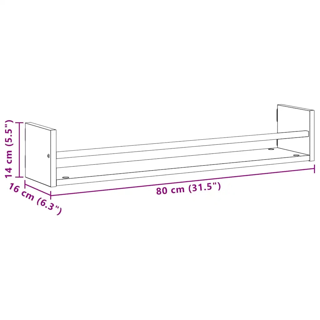 Scaffale da parete 2 pcs Legno vecchio 80 x 16 x 14 cm 869085