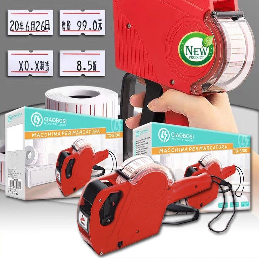 Trade Shop - Etichettatrice Manuale Per Cartellini Prezzo A 8 Cifre Magazzino Negozio Tx-9100 -