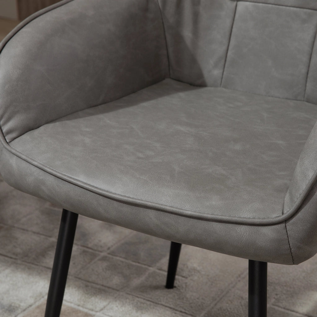 Sedia da Pranzo in Stile Industriale con Schienale, Sedia da Soggiorno Moderna in  Finta Pelle e Metallo Nero, 61x58x84 cm, Grigia