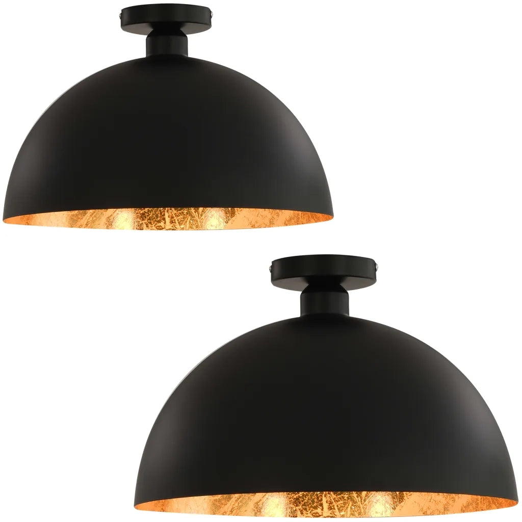 Lampadari 2 pz Nero e Oro Semi-Sferici E27 50873