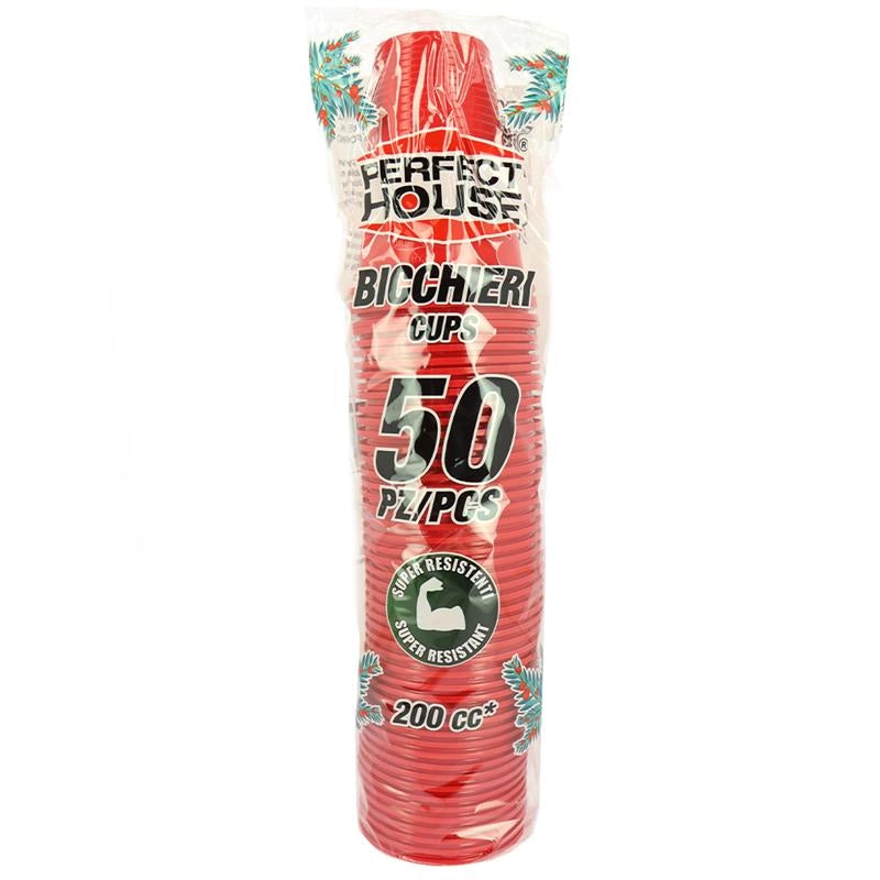 BICCHIERI DI PLASTICA ROSSI NATALE SUPER RESISTENTI 200CC 400PZ