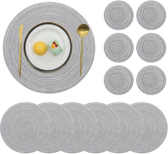 Piatti e sottopiatte rotondi - set da 6 - termoresistente - poliestere e cotone