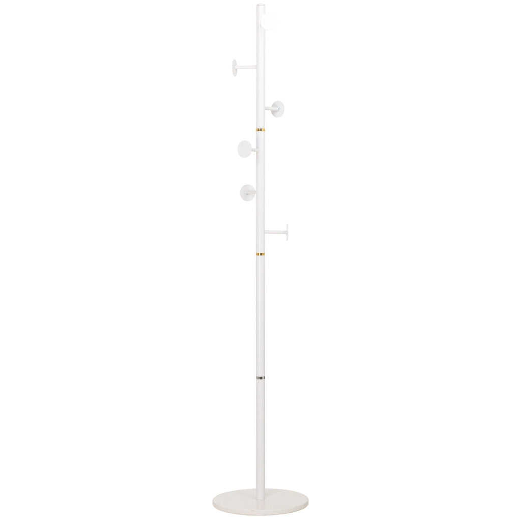 Perchero de metal blanco con 5 ganchos D36x178h cm
