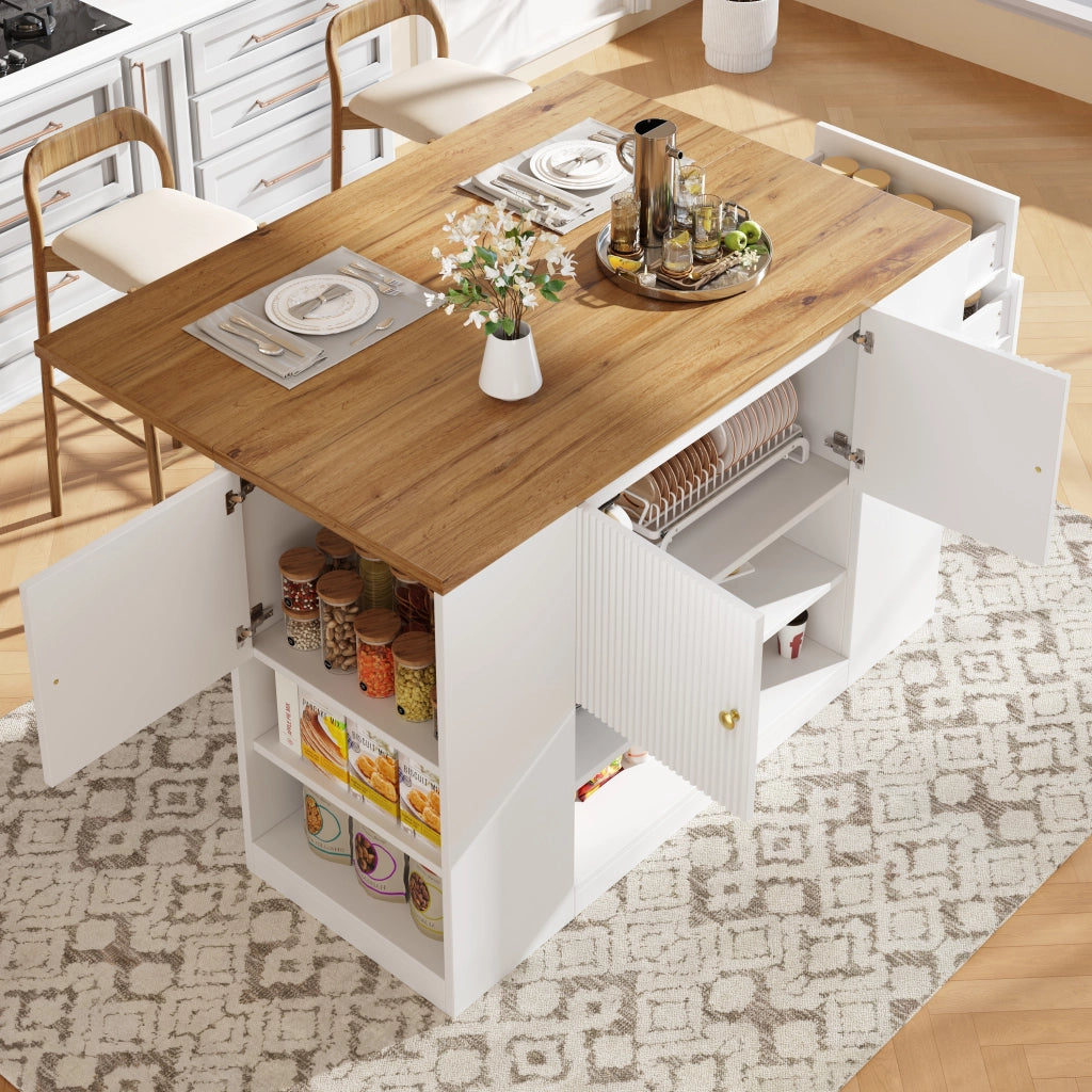 Isola cucina moderna - Zephmum- Bianco con cassetti e ripiani
