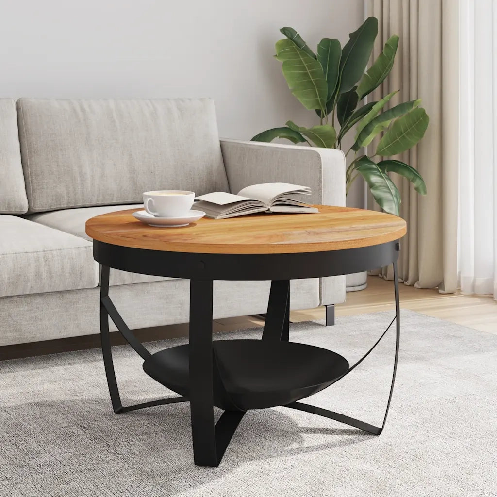 Tavolino da Salotto Ø68x43 cm in Legno Massello di Acacia