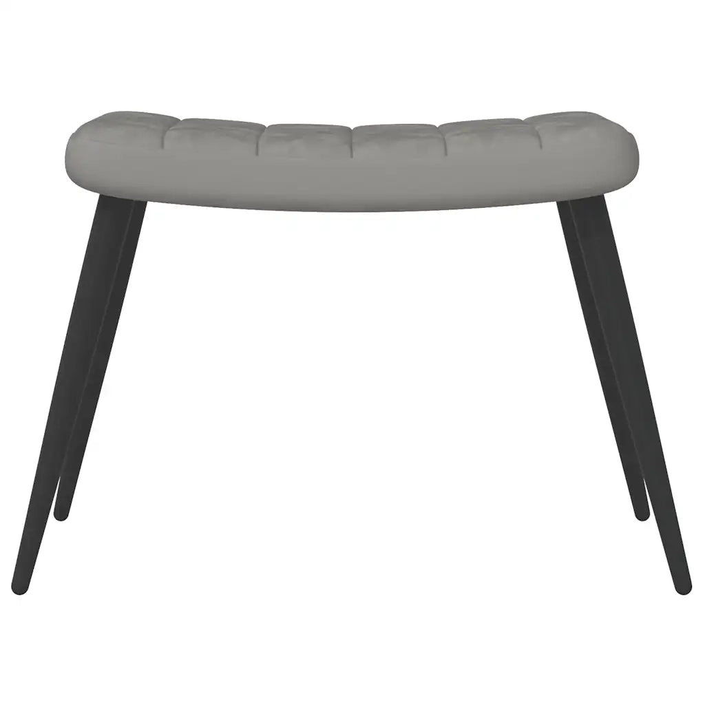 Poltrona Relax | Sedia Relax con Sgabello Grigio Chiaro in Velluto