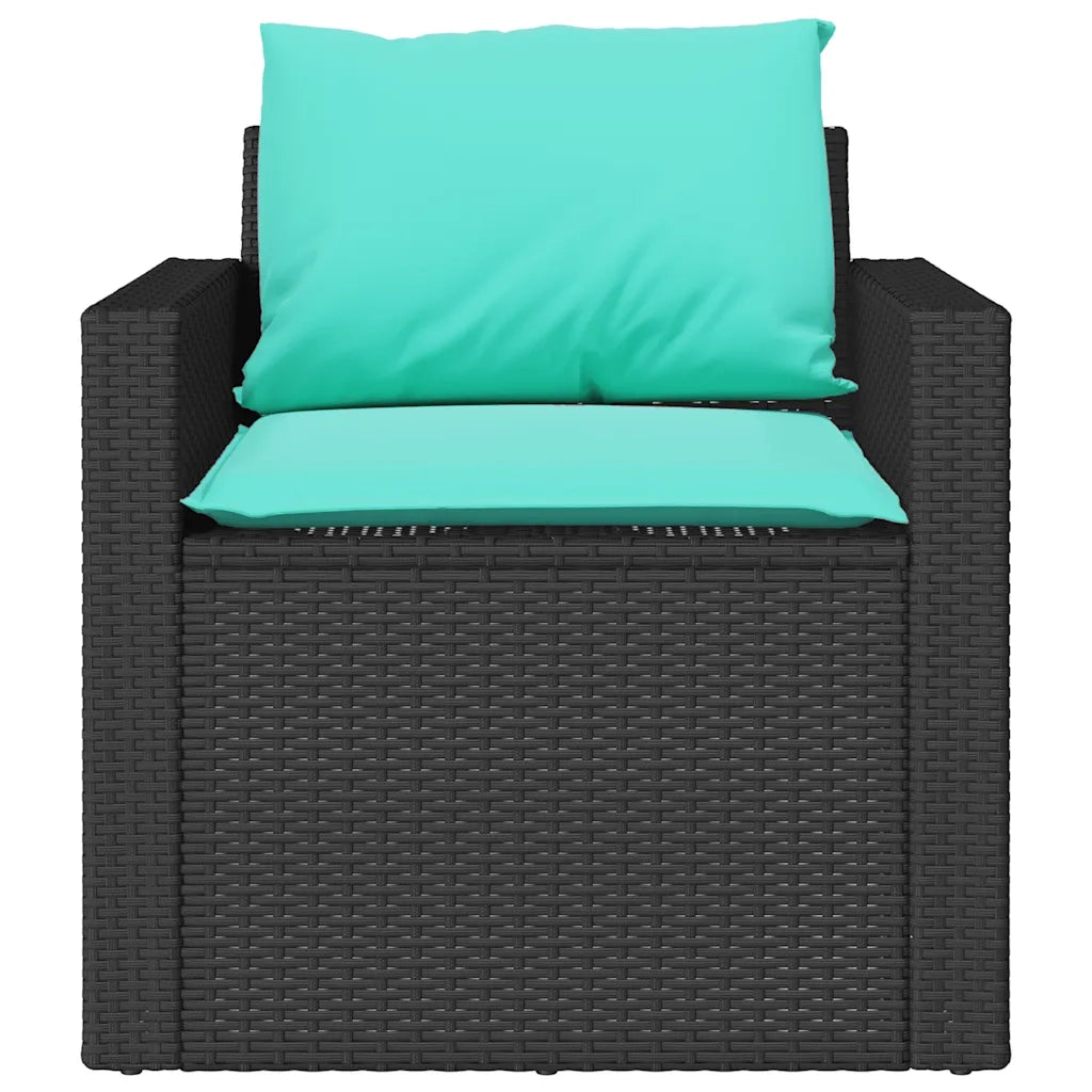 Set Divani da Giardino 4 pz con Cuscini Nero in Polyrattan 366367