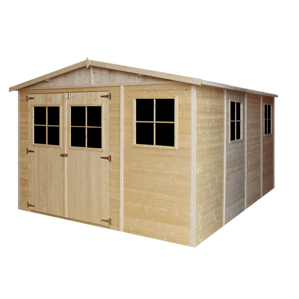 TIMBELA M336 Casa da giardino in legno naturale A226x316x424 cm/12 m²