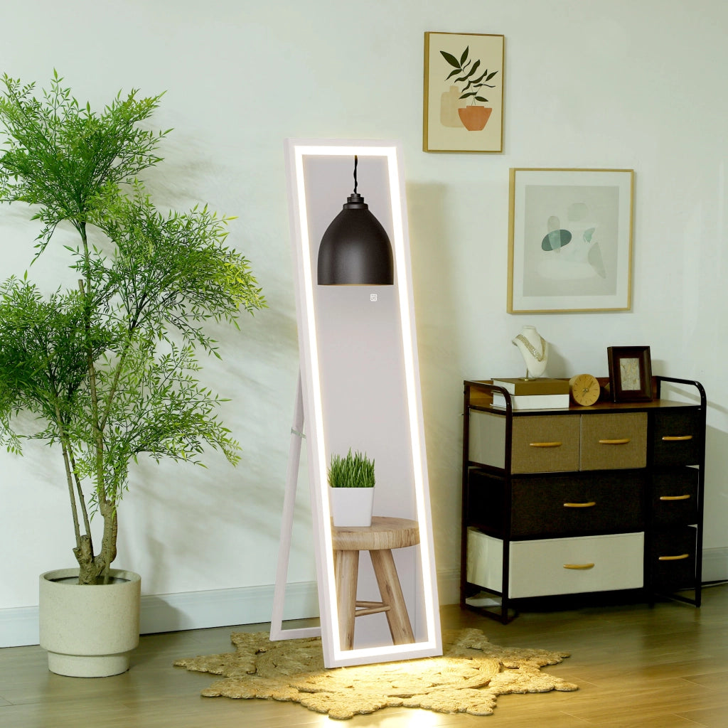 Specchio da Terra LED Regolabile ¨C Minimal ¨C Bianco 40x160 cm