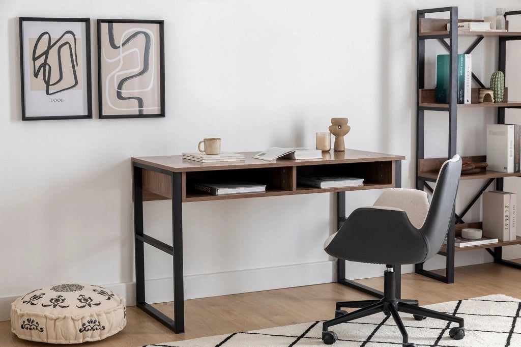 Samo, Scrivania 3 Ripiani, 120x60x75h cm Marrone Noce