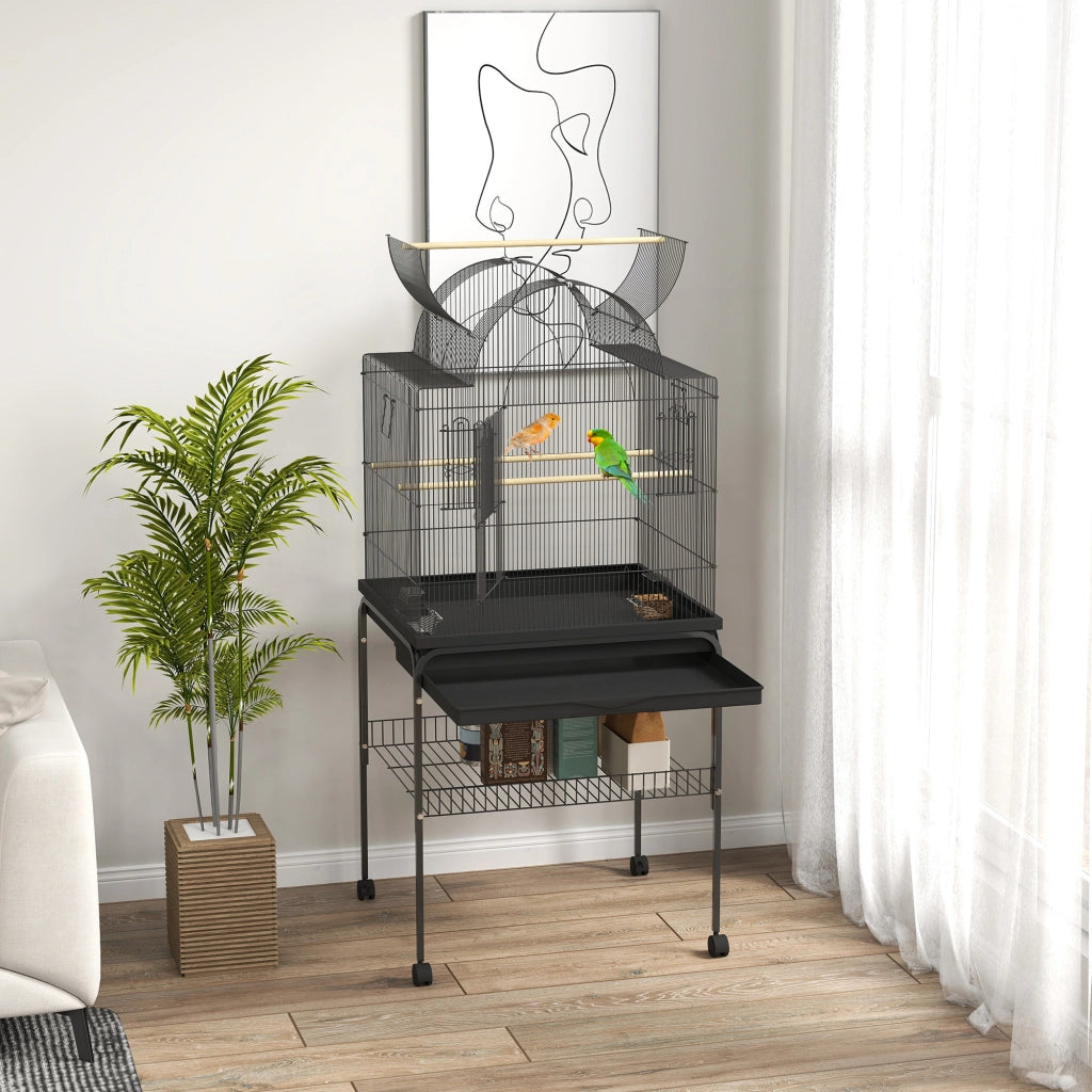 Gabbia per uccelli mobile ¨C Minimal ¨C nera, metallo, 50x30x40 cm
