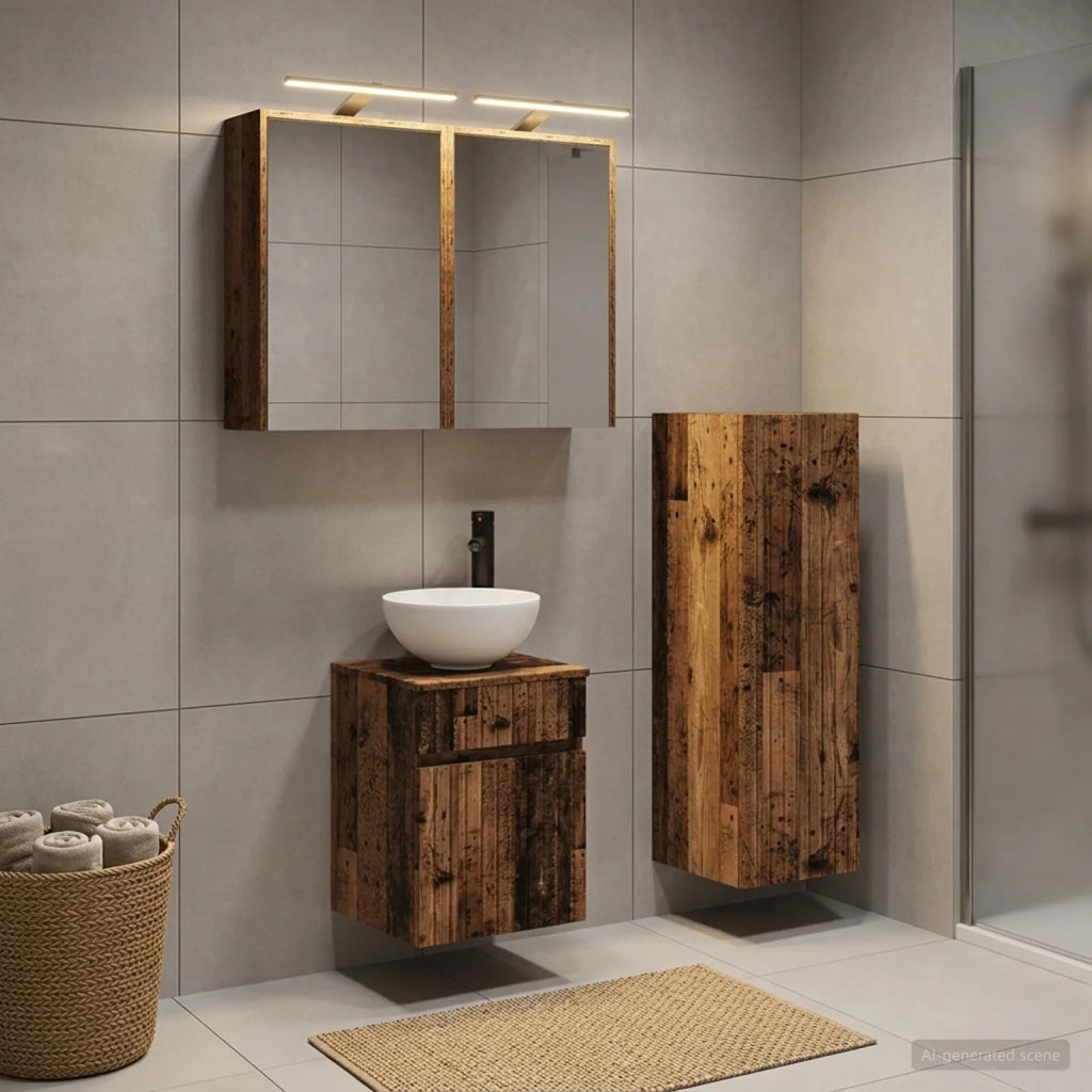 Set di mobili per il bagno 4 pz Legno antico 3407469