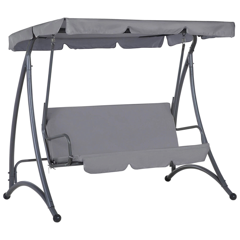 Altalena per patio con struttura in acciaio grigio chiaro a 3 posti