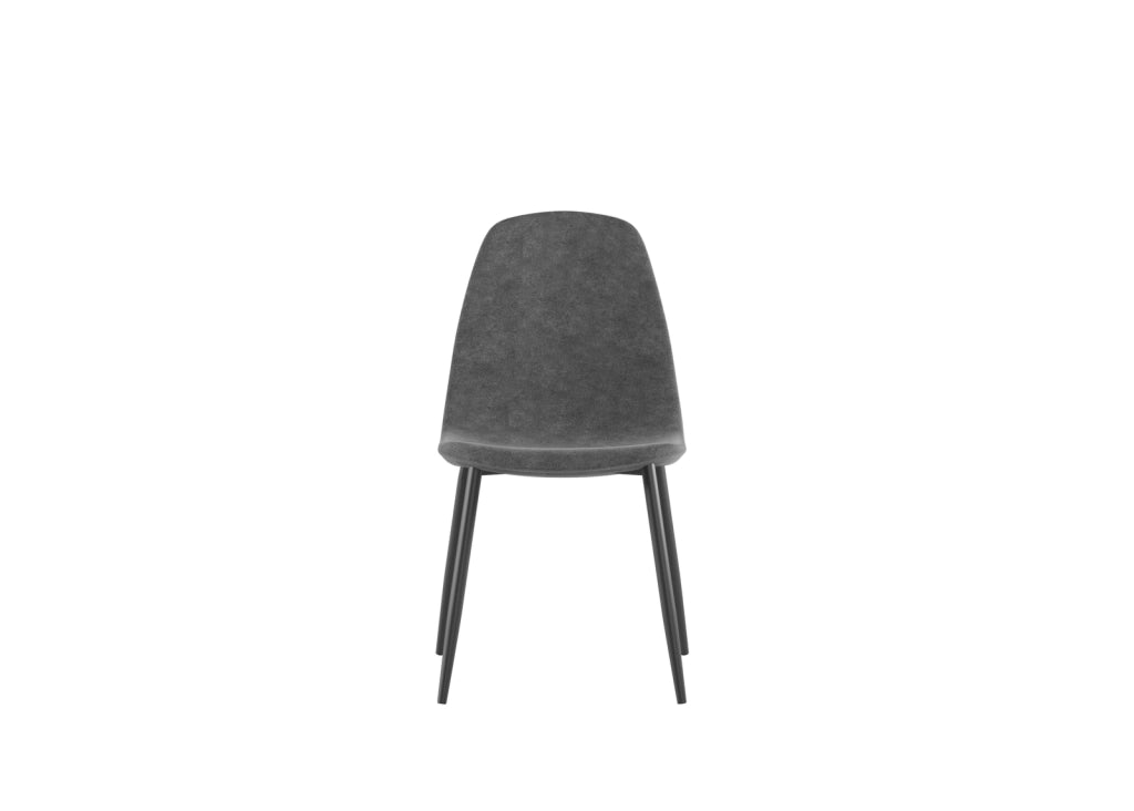 Sedia Brigitte in Similpelle Grigio Vintage con Struttura in Metallo Antracite - Seduta Imbottita Design Moderno Industrial - 4 Pezzi