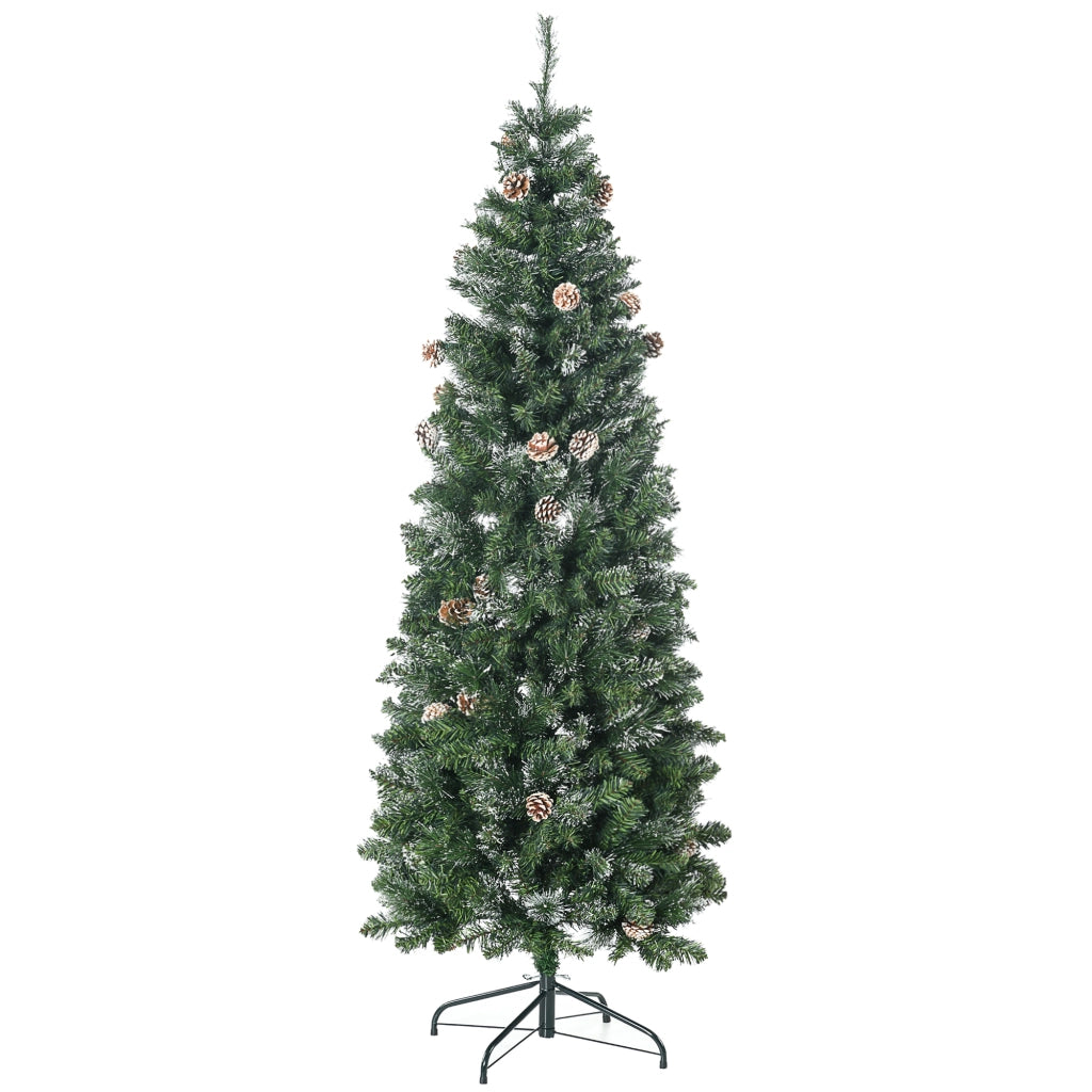 Albero di Natale Artificiale da 180cm con Pigne, 618 Rami e Base in Metallo, Verde