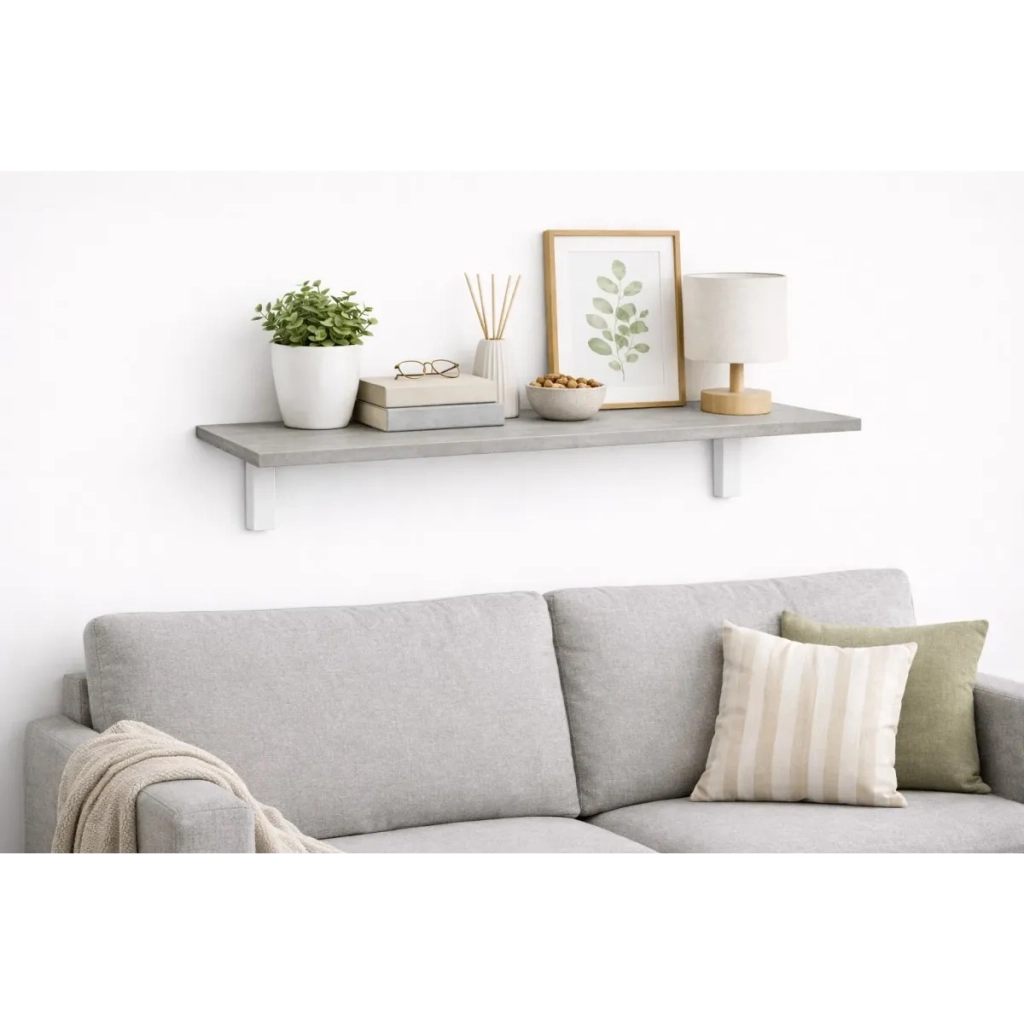 Mensola da Muro da appoggio in Legno nobilitato spessore 1,8 cm in colore Cemento 90x60 cm