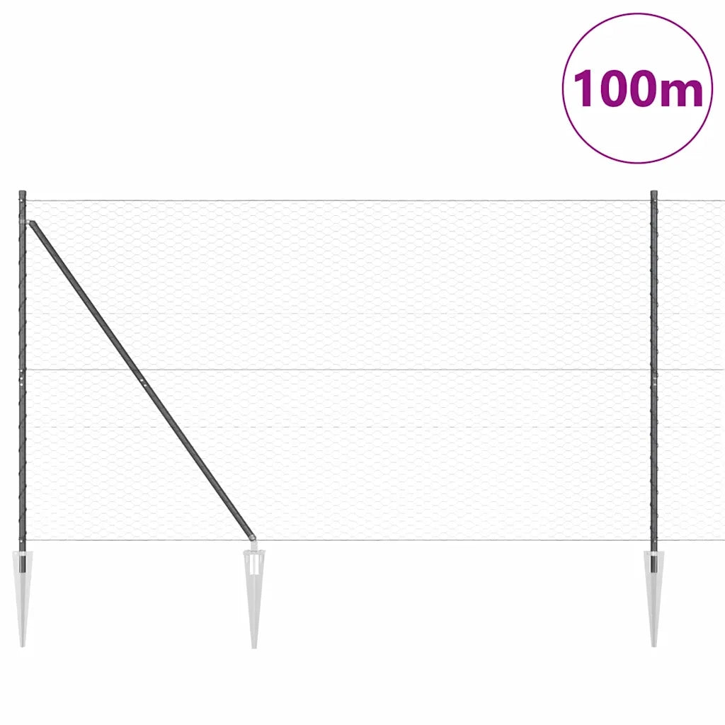 Palo della recinzione Grigio 100 x 1,5 m (rete da 36 mm)