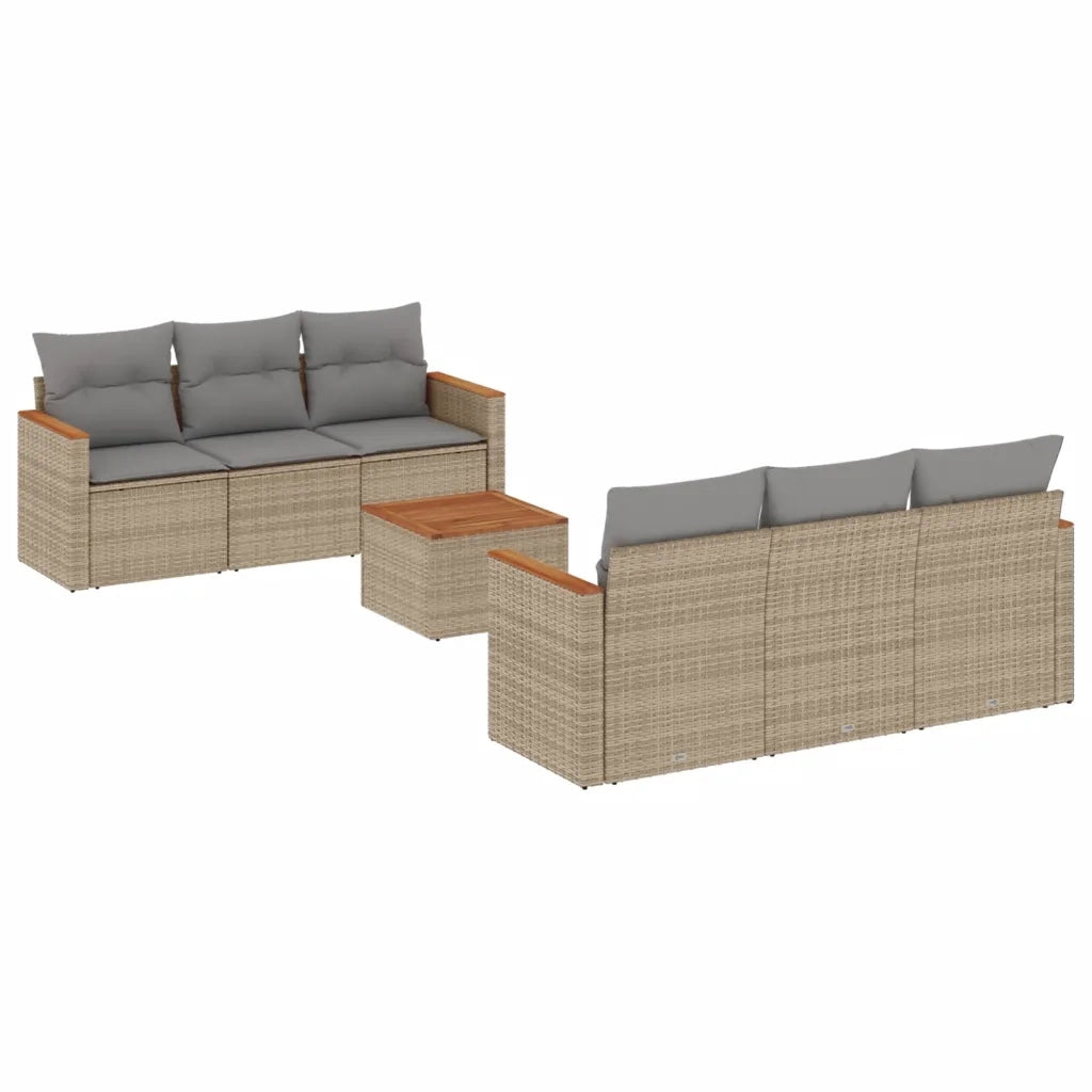 Set Divano da Giardino 7 pz con Cuscini Beige Misto Polyrattan 3225793