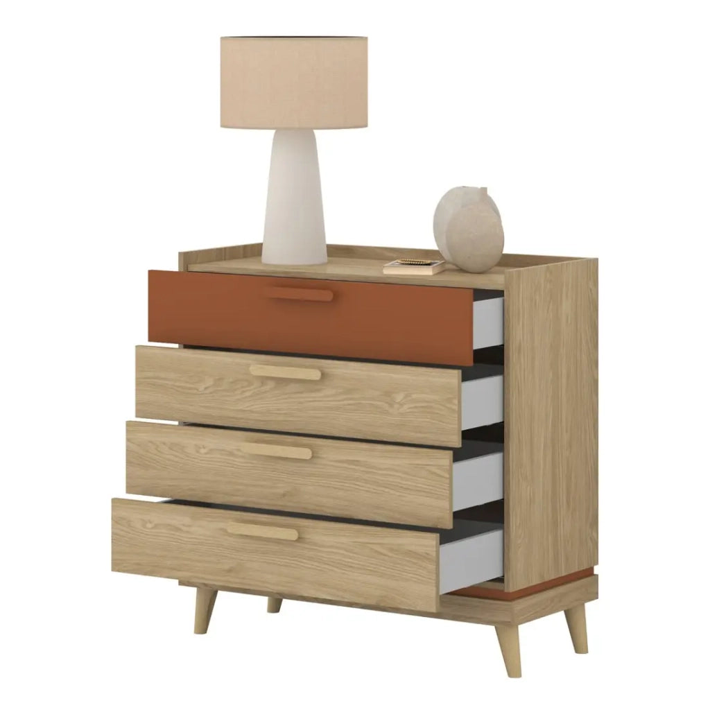 Cassettiera NOKI – Rovere chiaro e moka – 3 cassetti stile scandinavo