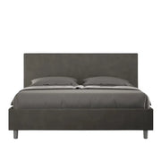 Letto matrimoniale contenitore imbottito 160x190 microfibra grigio Adele