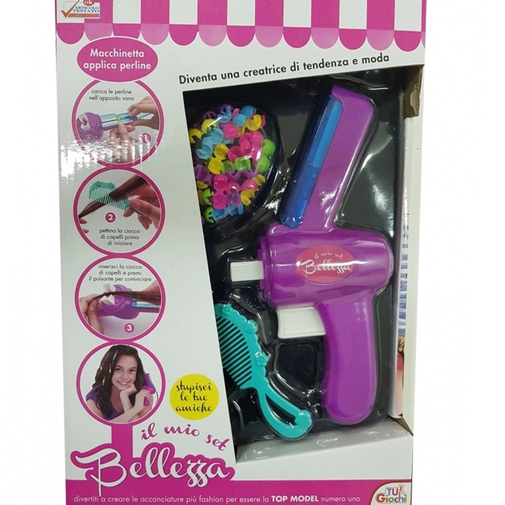 Trade Shop - Macchina Applica Perline Colorate Accessori Capelli Bellezza Beauty Gioco Bimbe -
