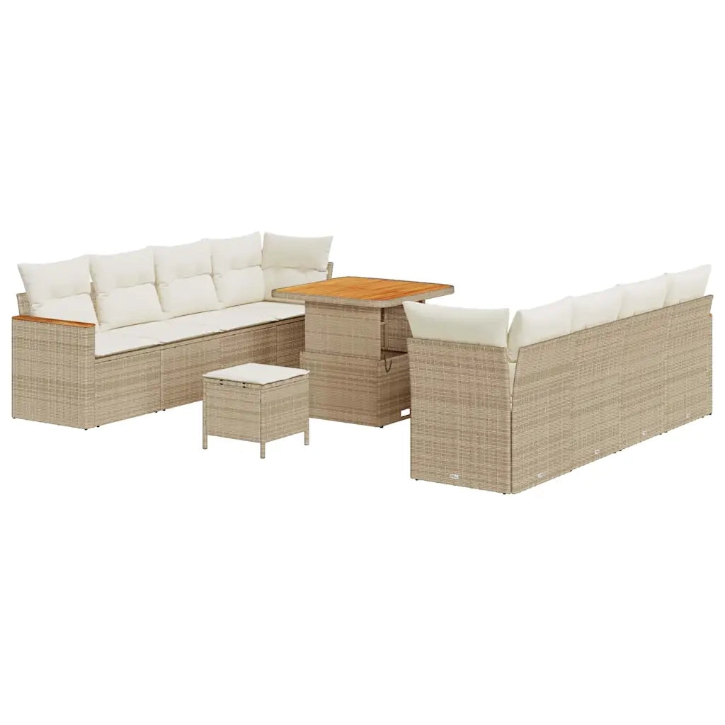 Set Divano da Giardino 11 pcs Beige polyrattan