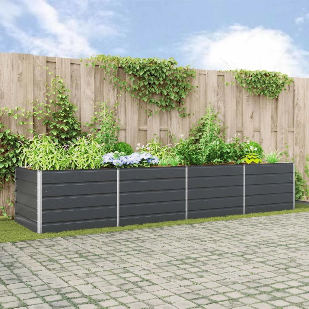 Fioriera Antracite 385 x 100 x 75 cm Acciaio zincato 42018224