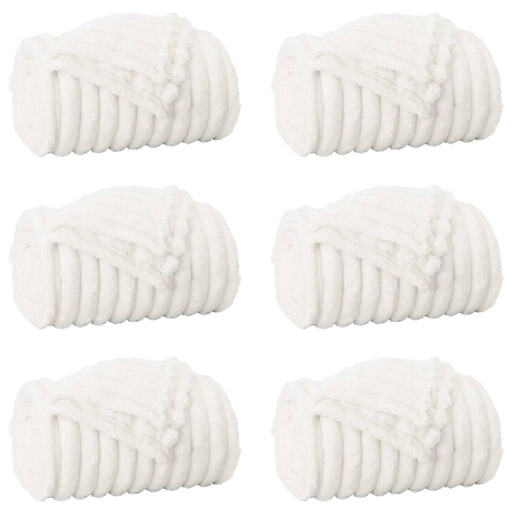 Coperte da Pile 6 pz Bianco 200 x 150 cm Panno