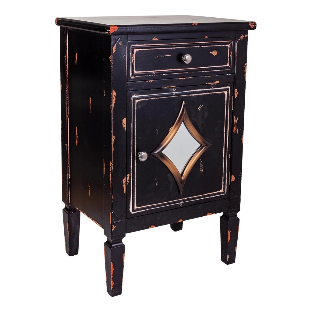 Comodino in legno nero 48x36x76
