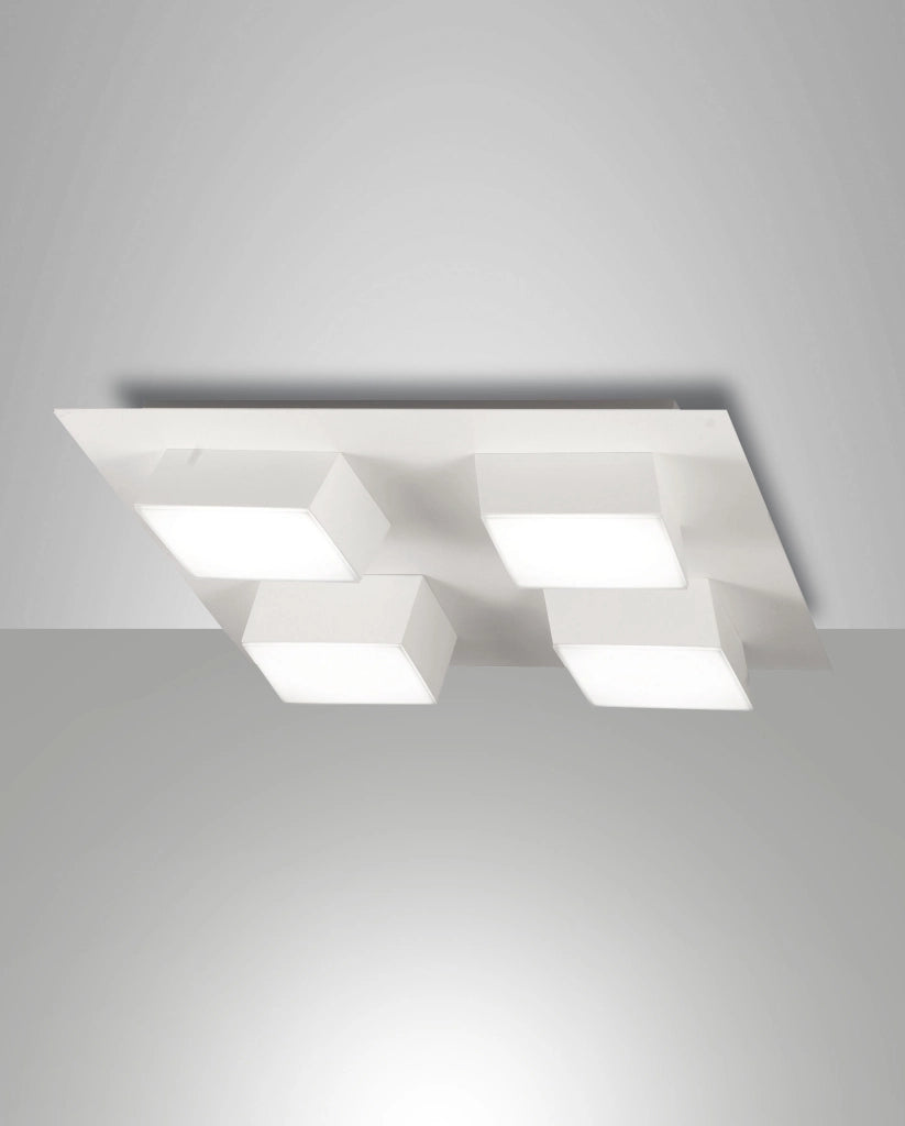 Lucas Plafoniera LED Quadrata 48W 4160lm 3000K Bianco - Struttura in Metallo e Metacrilato Dimmerabile a Taglio di Fase, Design Moderno IP20
