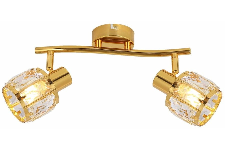 Plafoniera Crownie oro cristallo 2 luci E14 Reality