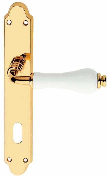 MANIGLIA OTTONE DALIA Q 8/70 CERAMICA LUCID BIAN- 1,0 coppie