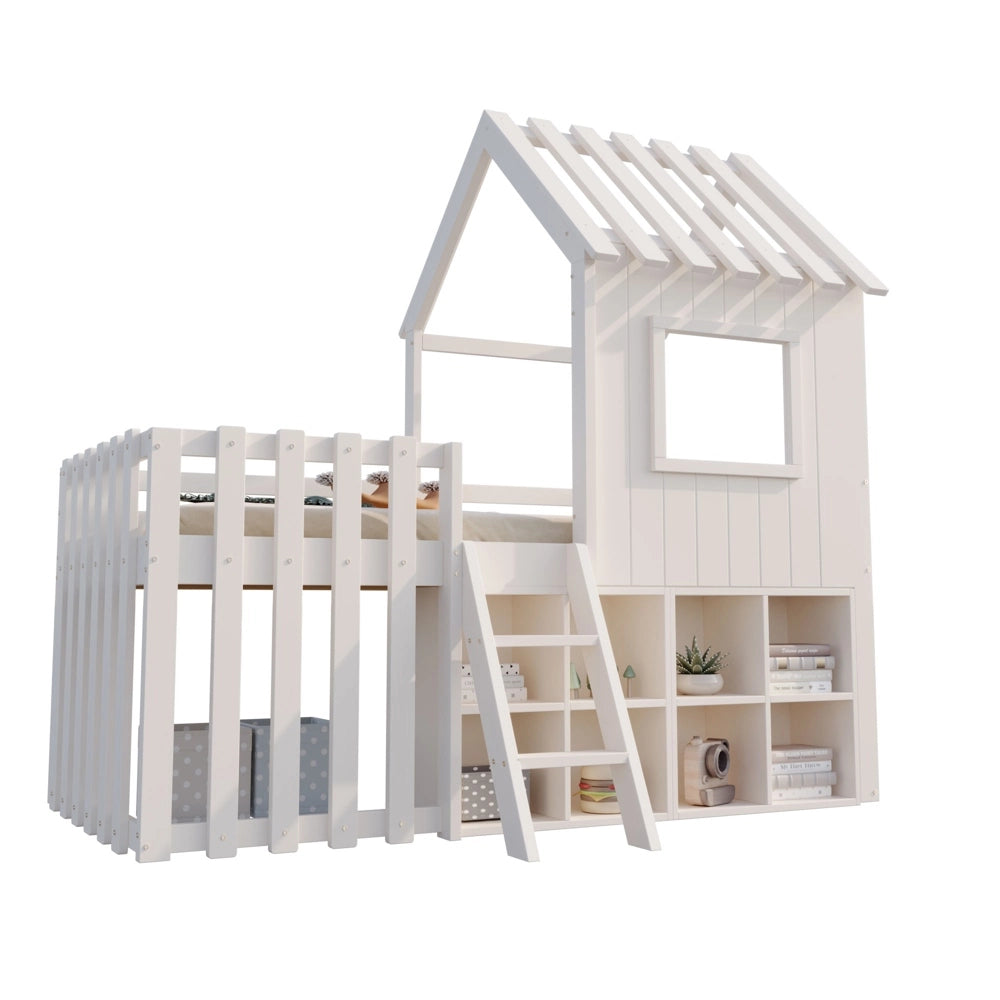 Letto casa bambini - Xylo - 90x200 cm legno bianco