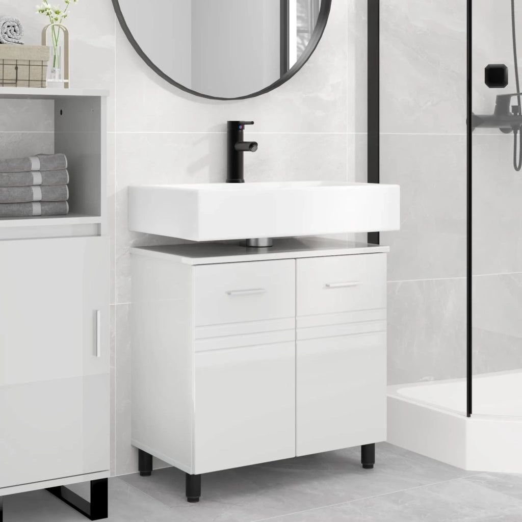 Mobiletto da bagno Bianco Lucido 60 x 35 x 60 cm 889409