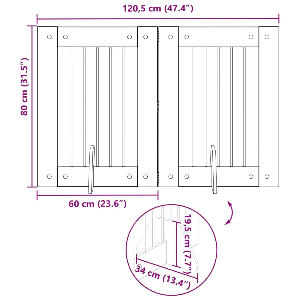Cancello per cani con supporti 2 pz Grigio Sonoma 60 x 80 cm CFW2579777