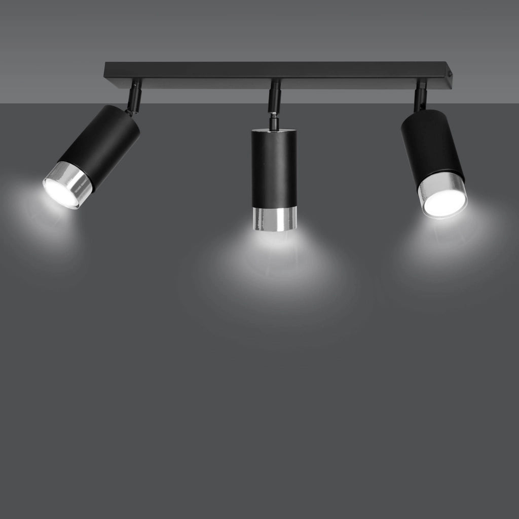 Plafoniera Emibig Hiro 2 faretti GU10 nero/cromo acciaio