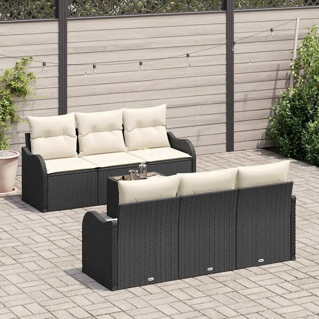 Set Divano da Giardino con cuscino 7 pcs Nero e Crema 3354256