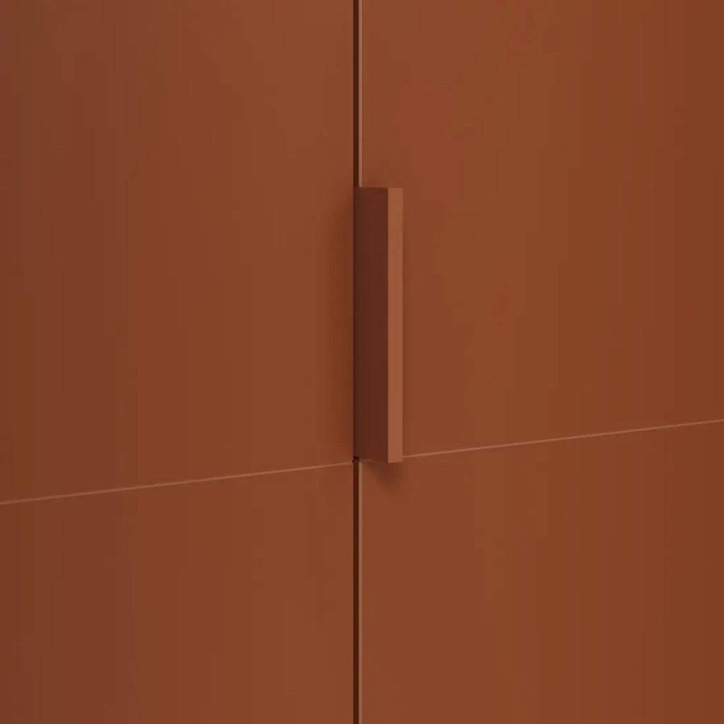 Armadio CALMIA terracotta e quercia chiara 90 cm con appendiabiti e scaffali