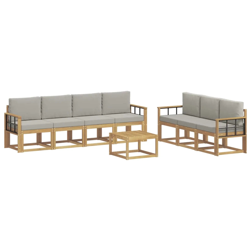 Set di divani da esterno 8 pz Bianco e Grigio Chiaro Poliestere 3387360