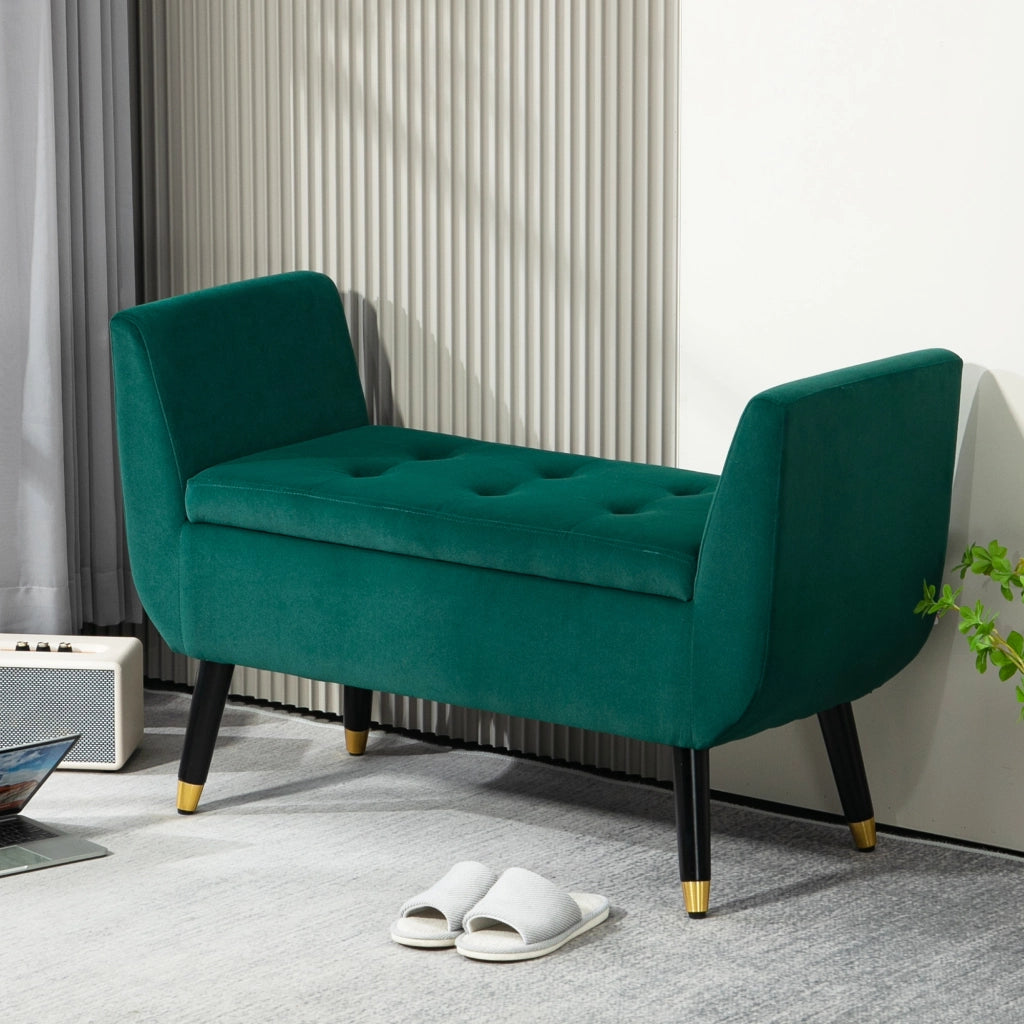 Divano imbottito con braccioli e contenitore ¨C Minimal ¨C 107x42x65 cm verde velluto