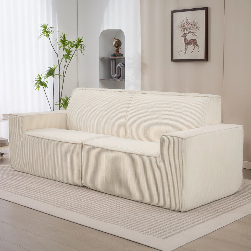 Divano 3 Posti in Velluto ¨C Zephmum ¨C Beige 230 cm