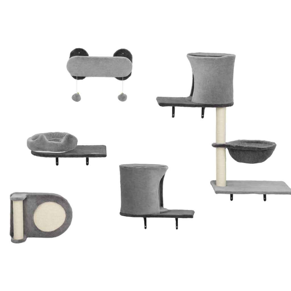 Scaffale per gatti ¨C Minimal ¨C grigio 5 pezzi con nicchie e piattaforme