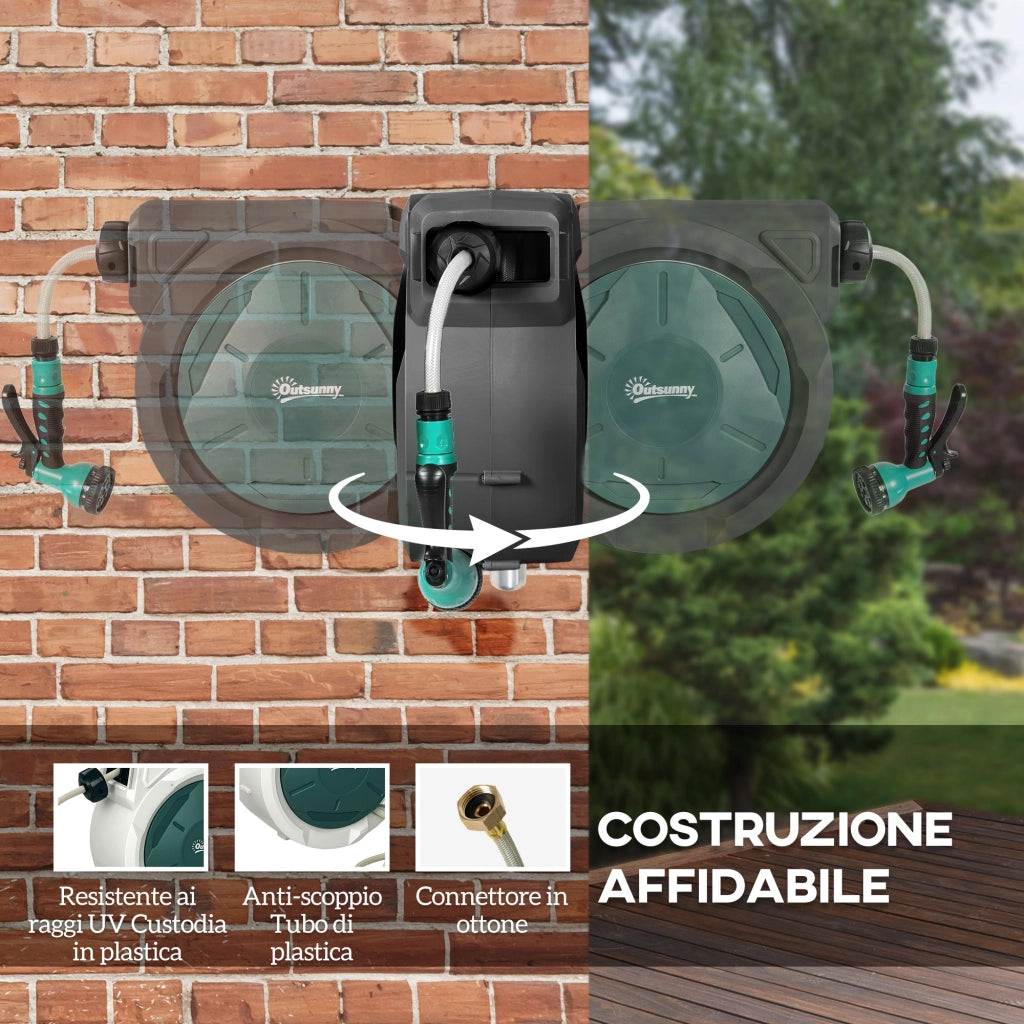 Avvolgitubo da Giardino Retrattile ¨C zephmum ¨C 30+2 m, Nero