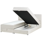 Letto matrimoniale Imbottito Tessuto bianco sporco 180 x 200 cm Con Testiera Trapuntata