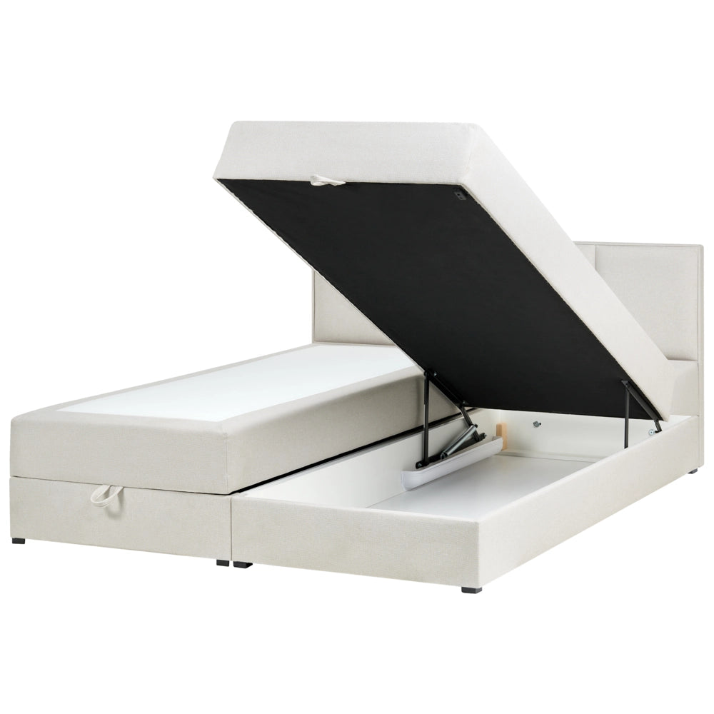 Letto matrimoniale Imbottito Tessuto bianco sporco 180 x 200 cm Con Testiera Trapuntata