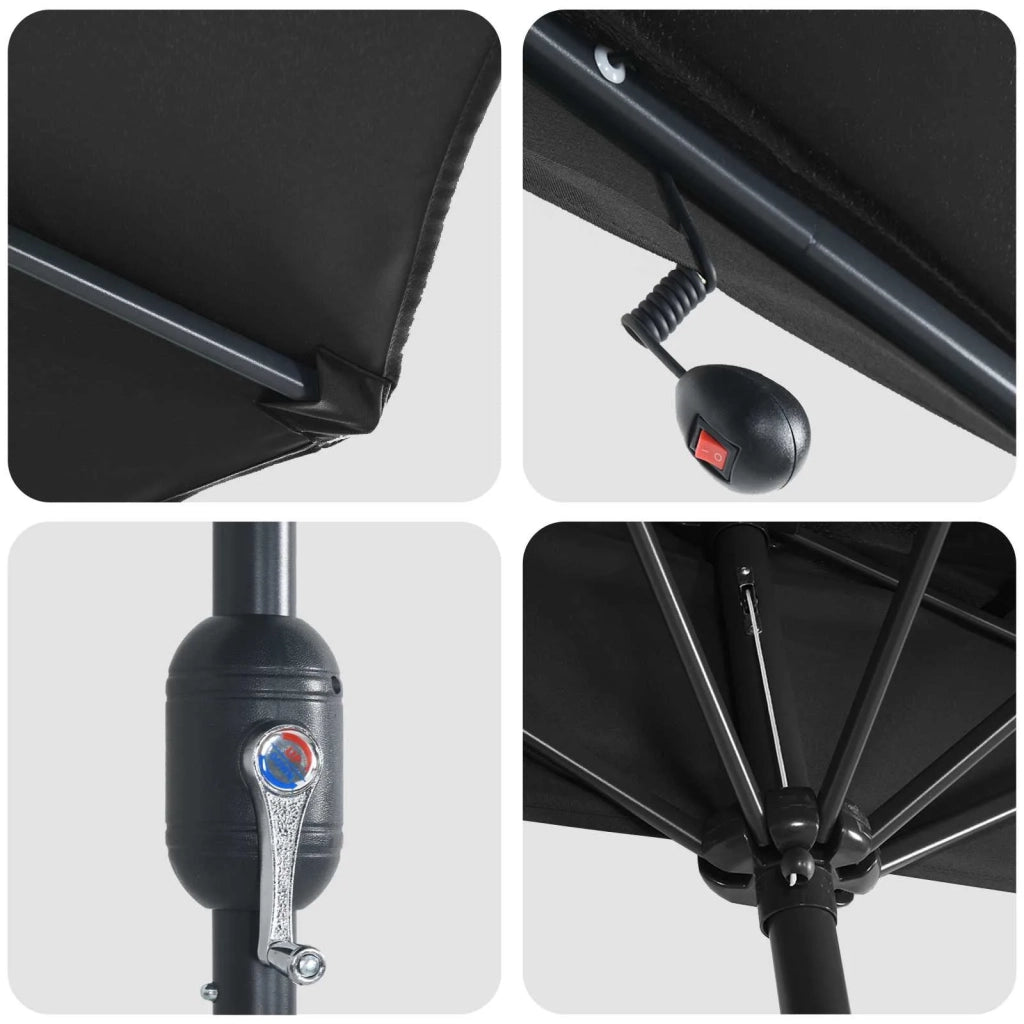 Ombrello | Parasol da giardino Nero 294 x 150 x 224 cm