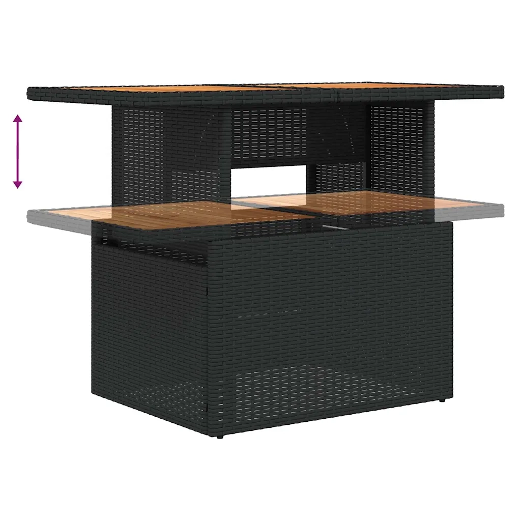Set Divani da Giardino 9 pz con Cuscini Nero in Polyrattan 3326960