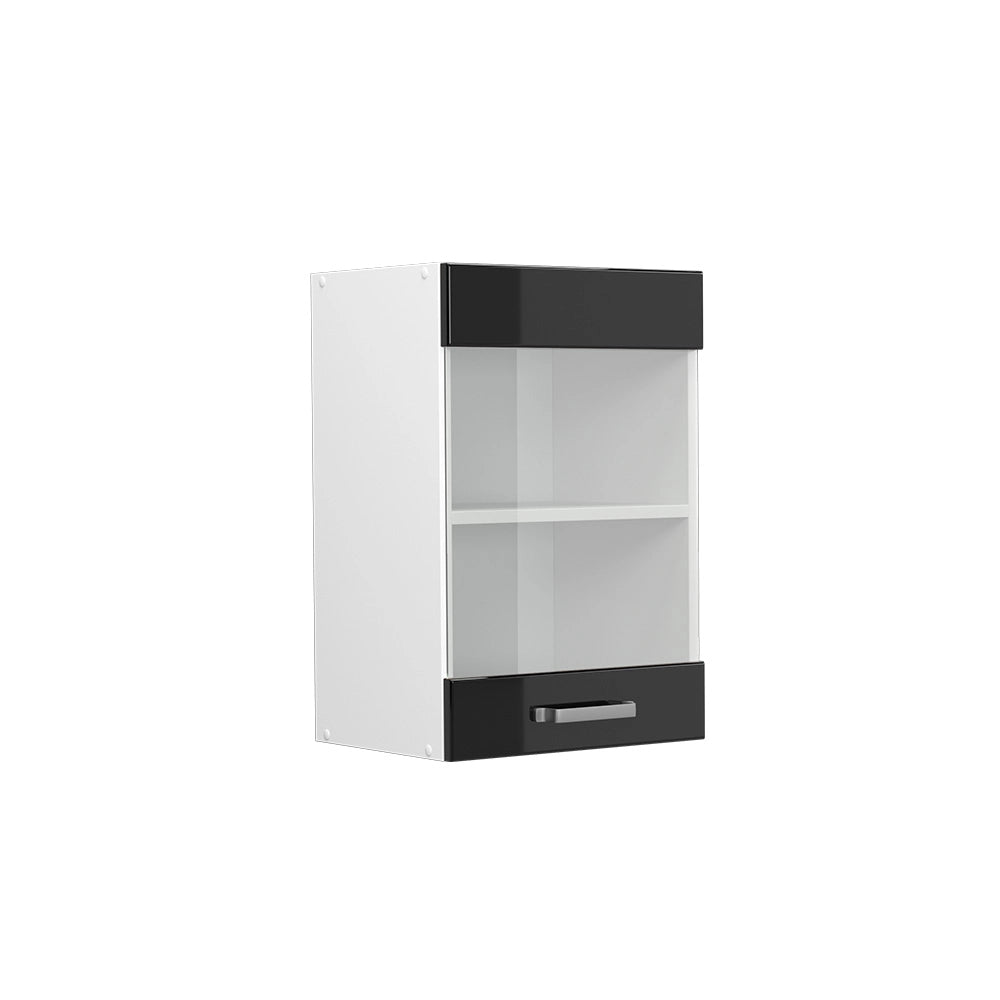 Vicco Mobile da cucina in vetro Nero lucido 40 cm
